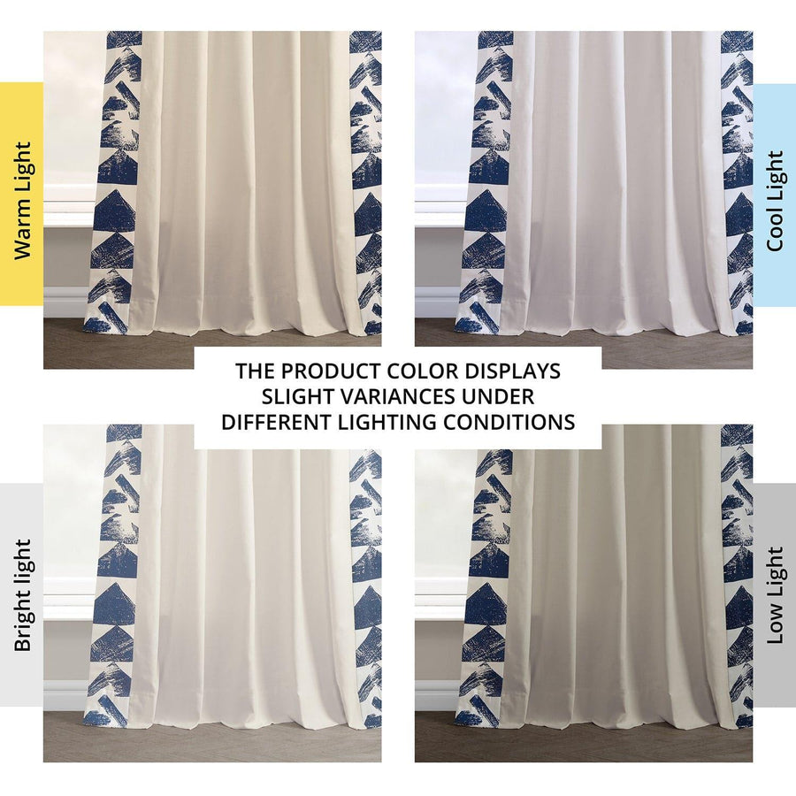 Triad Blue Bordered Cotton Curtain - HalfPriceDrapes.com