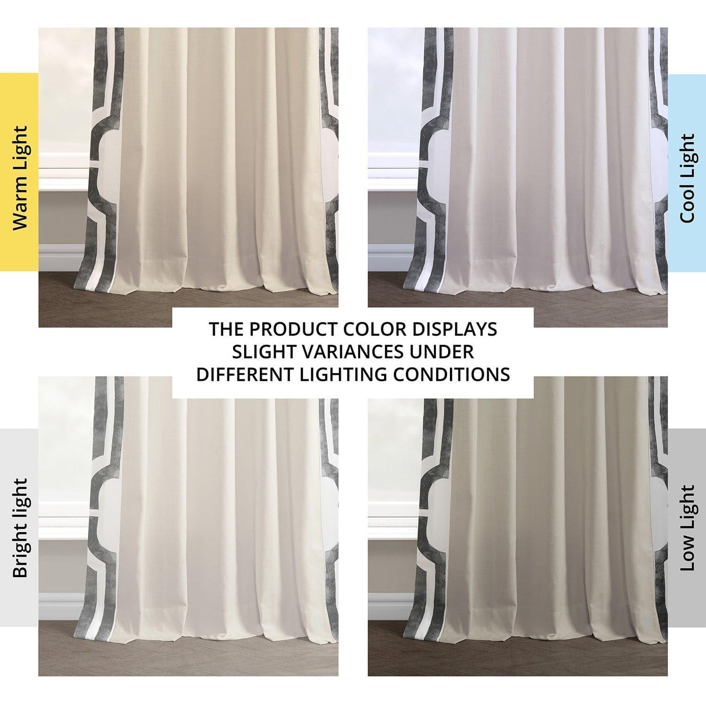 Mecca Grey Bordered Cotton Curtain - HalfPriceDrapes.com