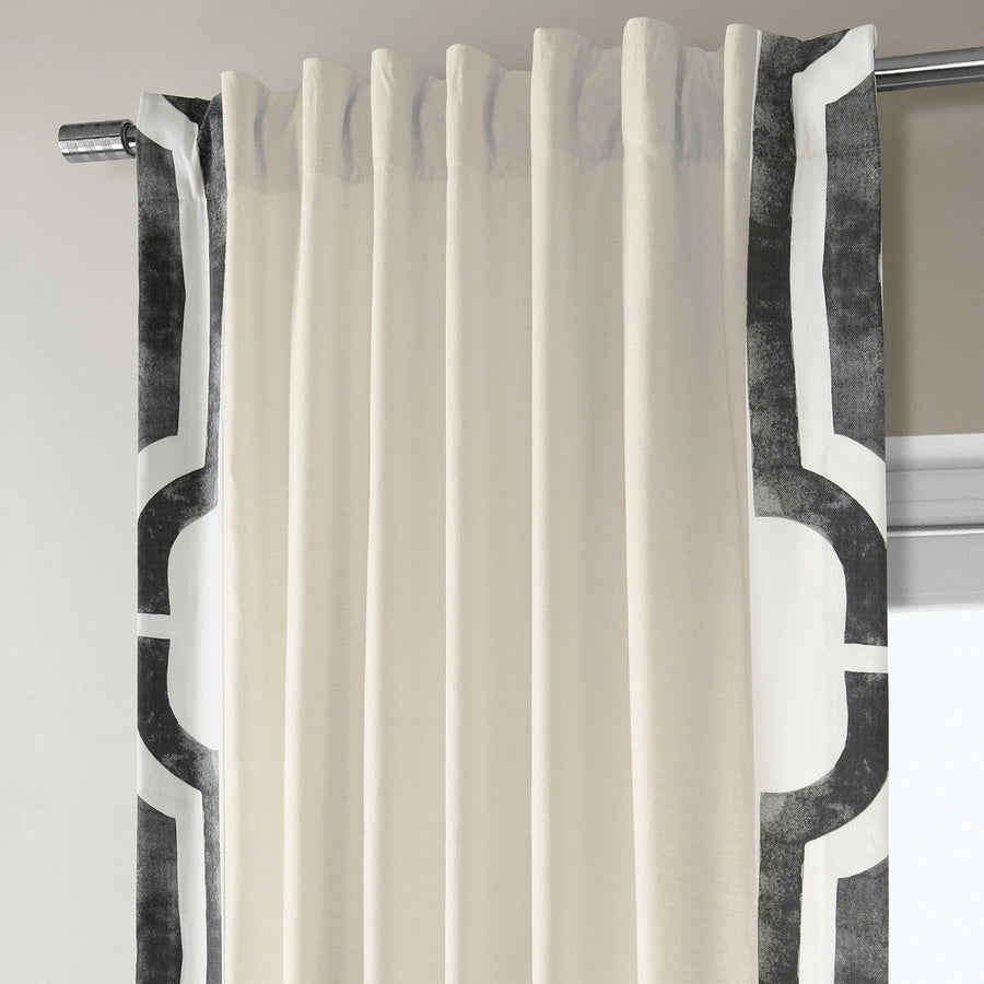 Mecca Grey Bordered Cotton Curtain - HalfPriceDrapes.com