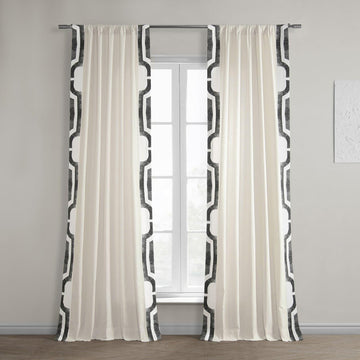 Mecca Grey Bordered Cotton Curtain
