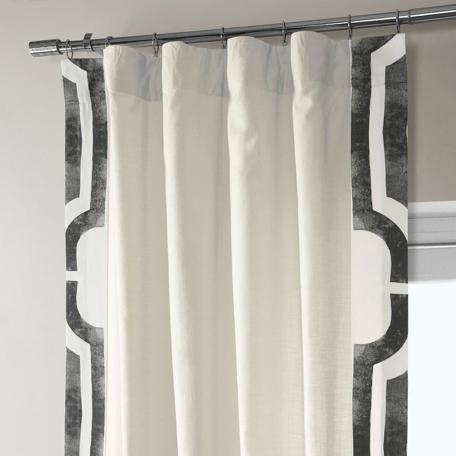 Mecca Grey Bordered Cotton Curtain - HalfPriceDrapes.com