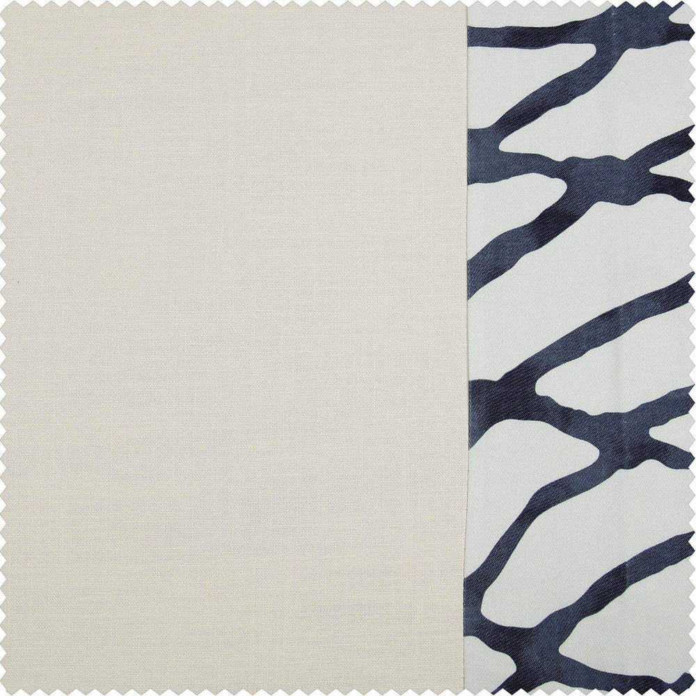 Ellis Blue Bordered Cotton Swatch - HalfPriceDrapes.com