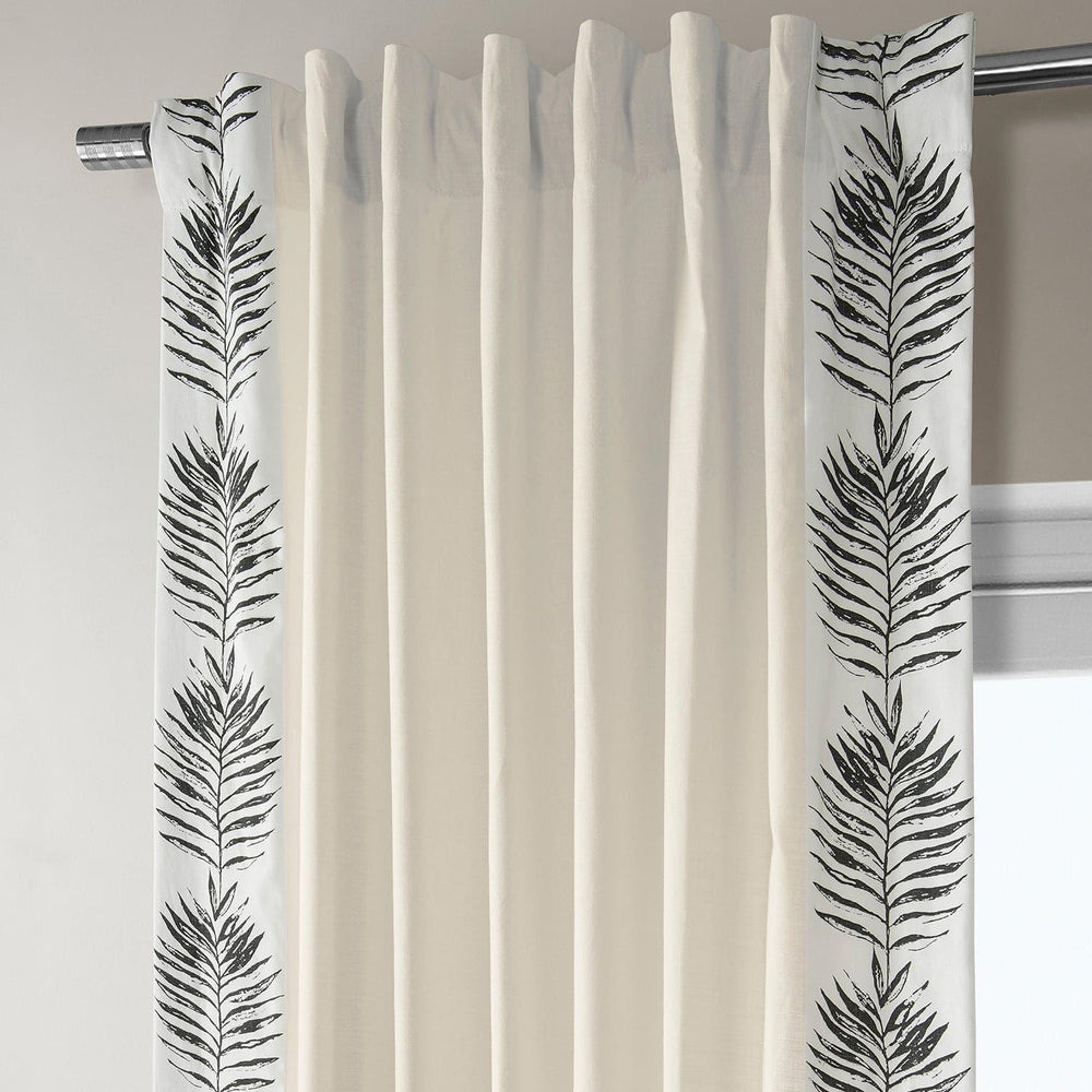 Sago Black Bordered Cotton Curtain - HalfPriceDrapes.com