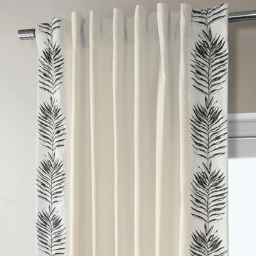 Sago Black Bordered Cotton Curtain - HalfPriceDrapes.com