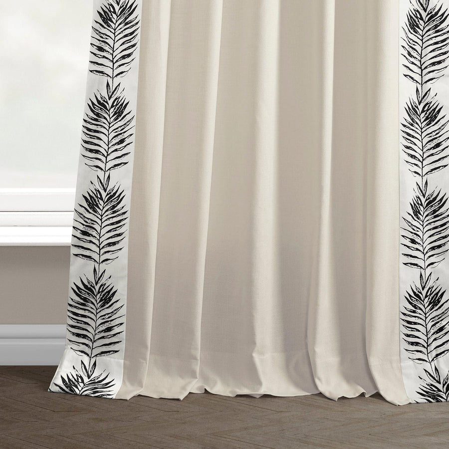 Sago Black Bordered Cotton Curtain - HalfPriceDrapes.com