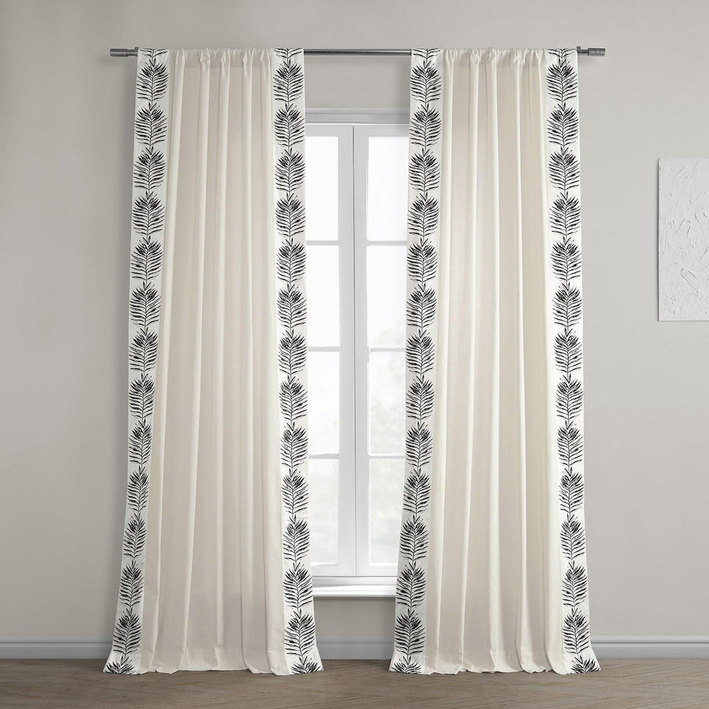 Sago Black Bordered Cotton Curtain - HalfPriceDrapes.com