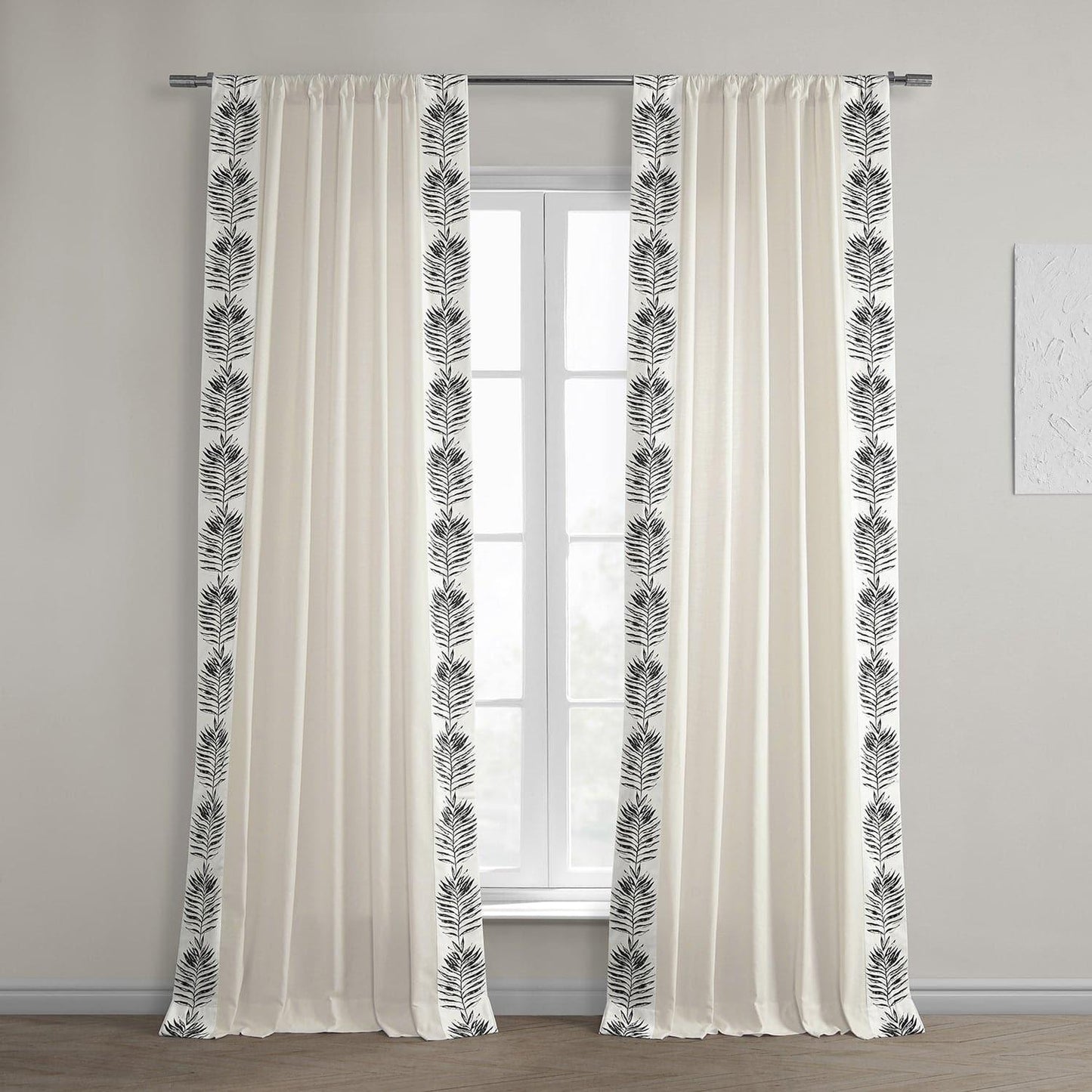 Sago Black Bordered Cotton Curtain - HalfPriceDrapes.com