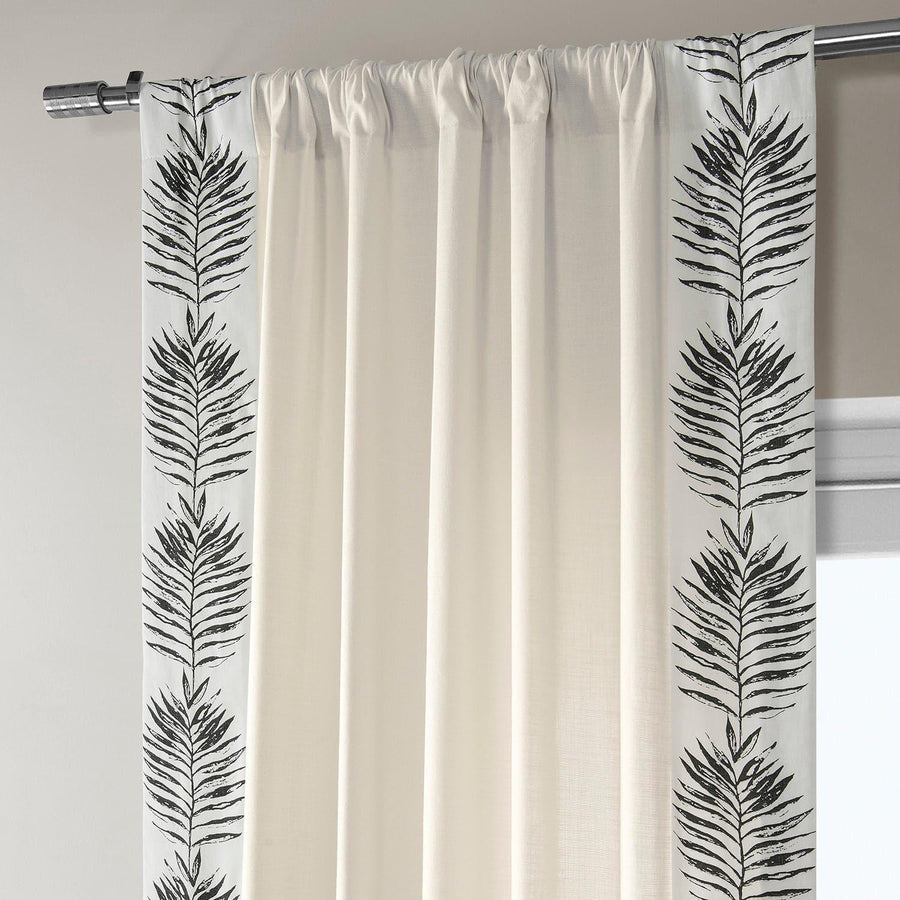 Sago Black Bordered Cotton Curtain - HalfPriceDrapes.com