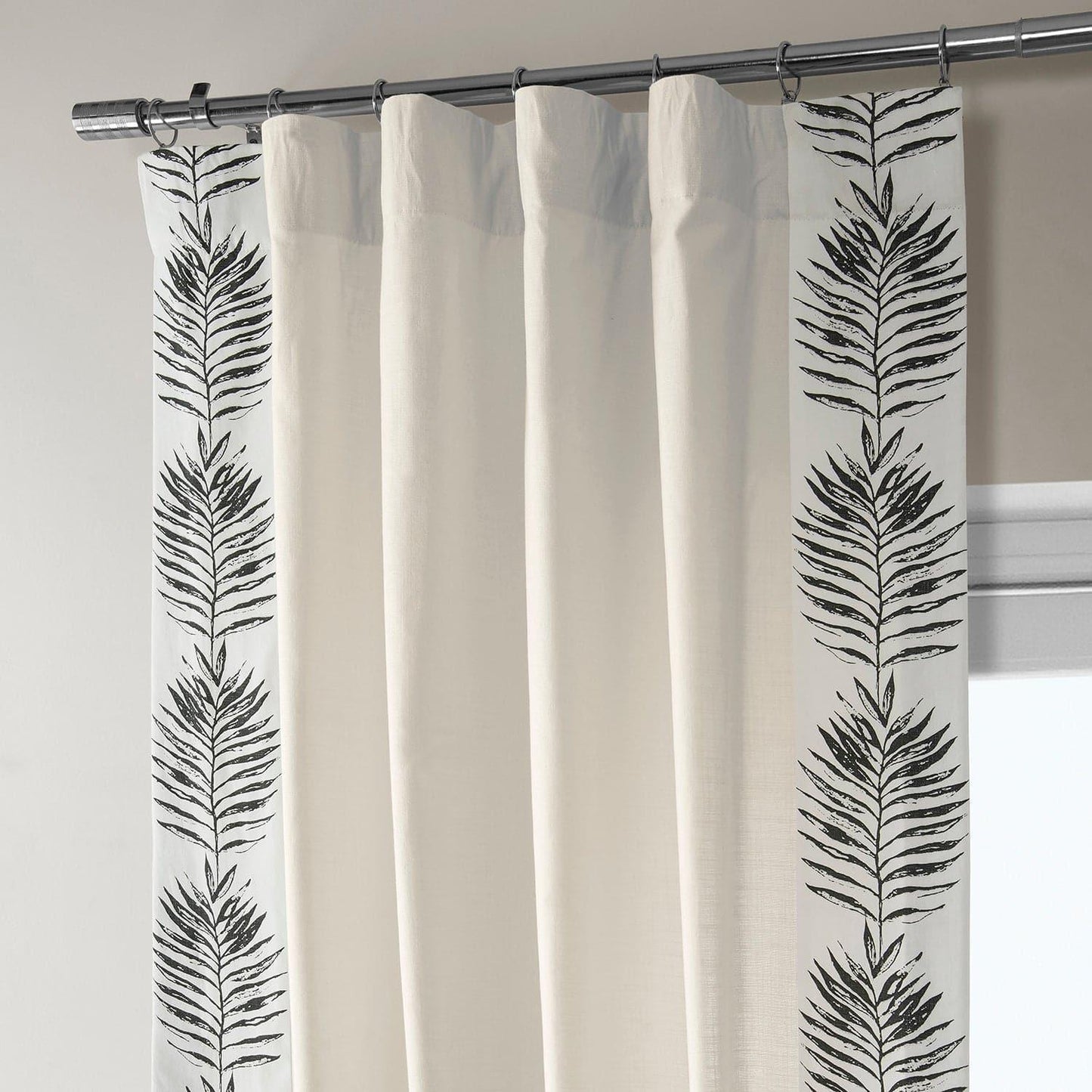 Sago Black Bordered Cotton Curtain - HalfPriceDrapes.com