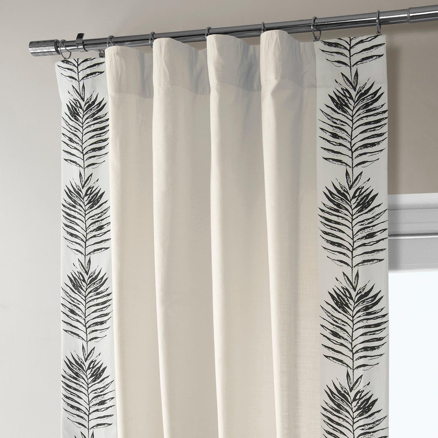 Sago Black Bordered Cotton Curtain - HalfPriceDrapes.com