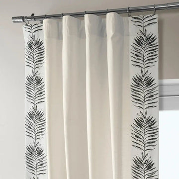 Sago Black Bordered Cotton Curtain - HalfPriceDrapes.com