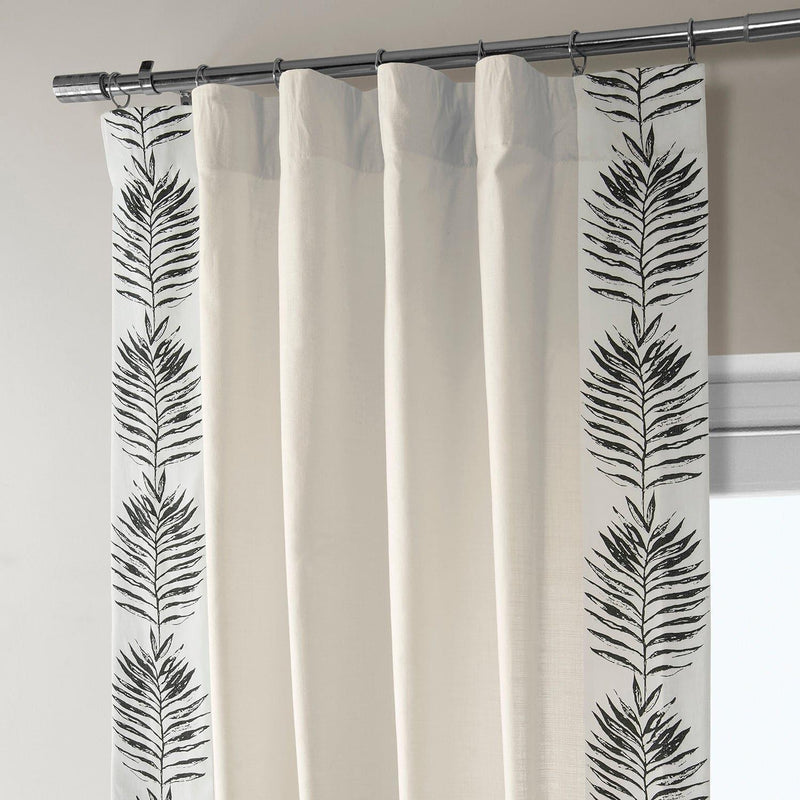 Sago Black Bordered Cotton Curtain - HalfPriceDrapes.com