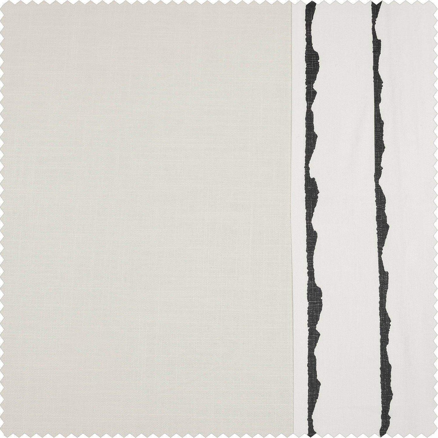 Sharkskin Black Striped Bordered Cotton Swatch - HalfPriceDrapes.com