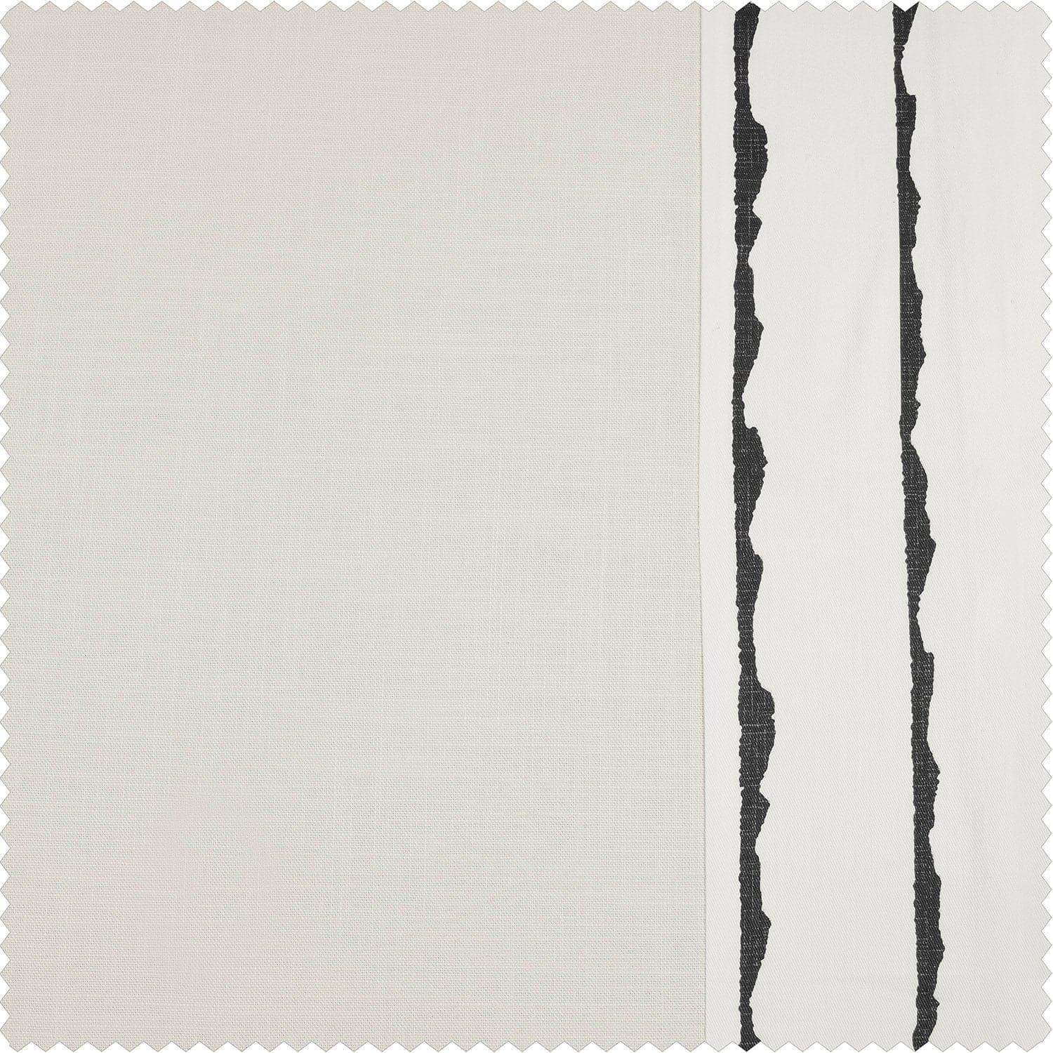 Sharkskin Black Striped Bordered Cotton Swatch - HalfPriceDrapes.com