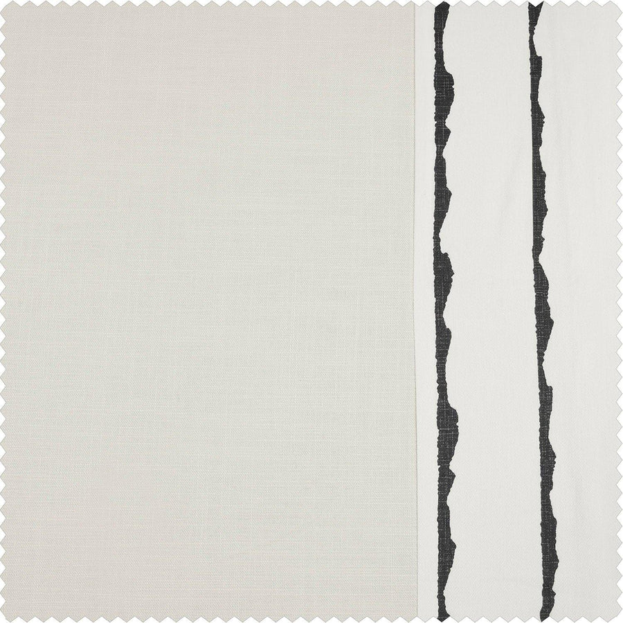 Sharkskin Black Striped Bordered Cotton Swatch - HalfPriceDrapes.com