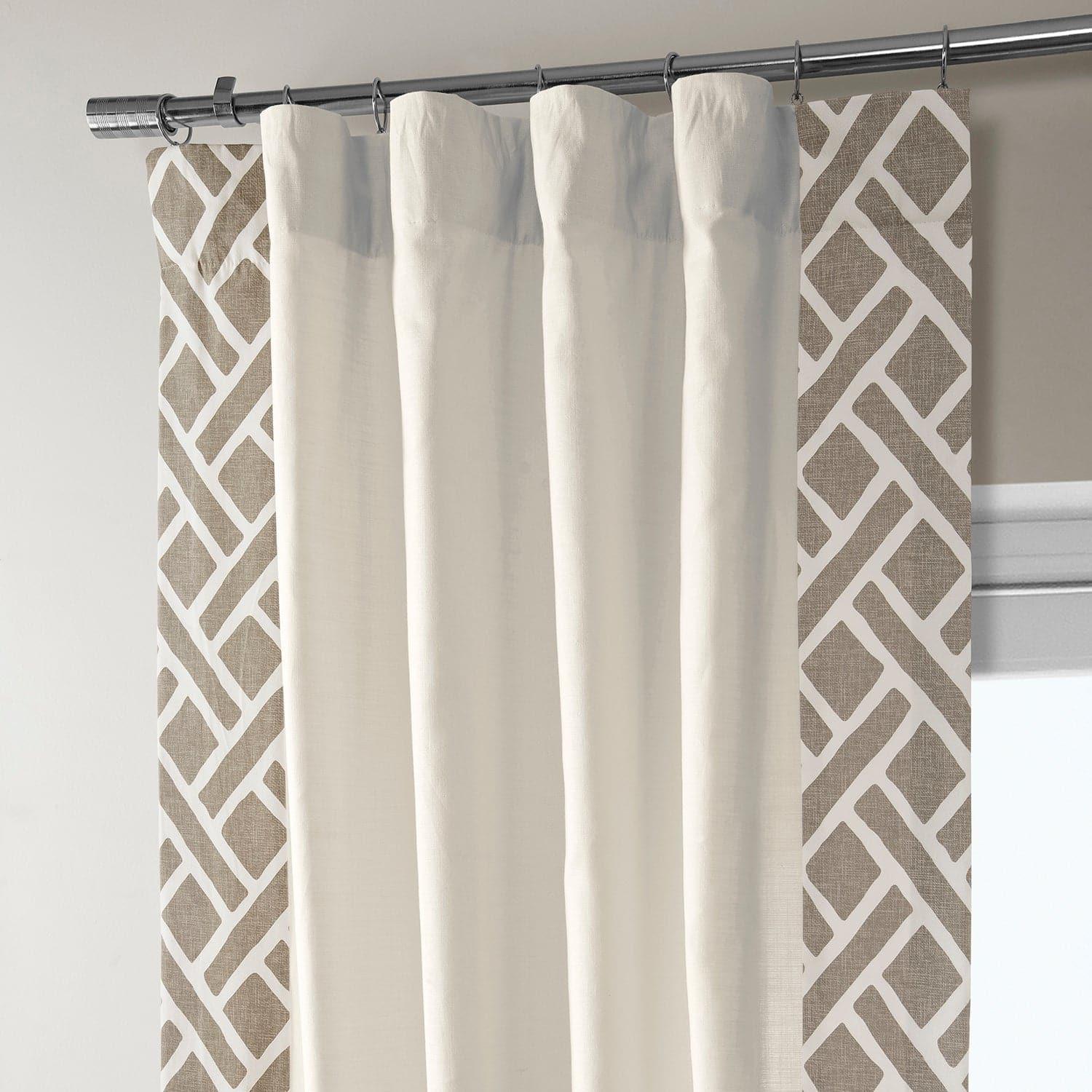 Martinique Taupe Bordered Cotton Curtain - HalfPriceDrapes.com