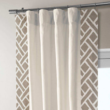 Martinique Taupe Bordered Cotton Curtain - HalfPriceDrapes.com