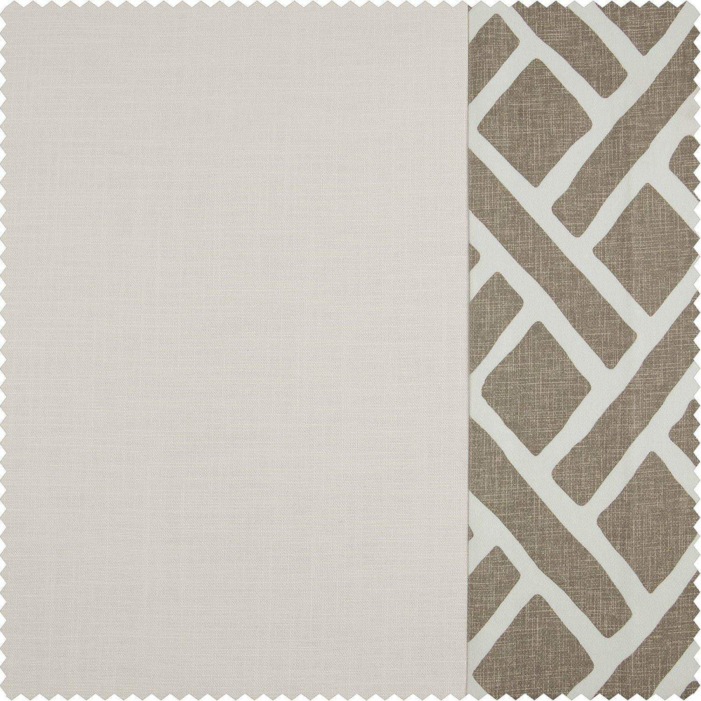 Martinique Taupe Bordered Cotton Swatch - HalfPriceDrapes.com