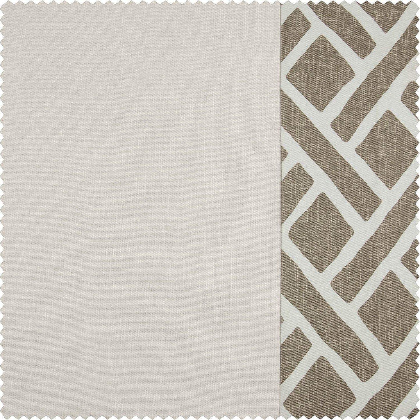 Martinique Taupe Bordered Cotton Swatch - HalfPriceDrapes.com