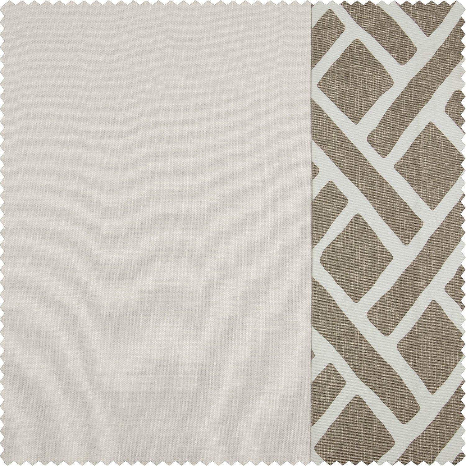 Martinique Taupe Bordered Cotton Swatch - HalfPriceDrapes.com