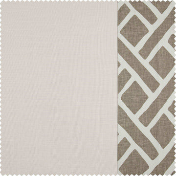 Martinique Taupe Bordered Cotton Swatch - HalfPriceDrapes.com