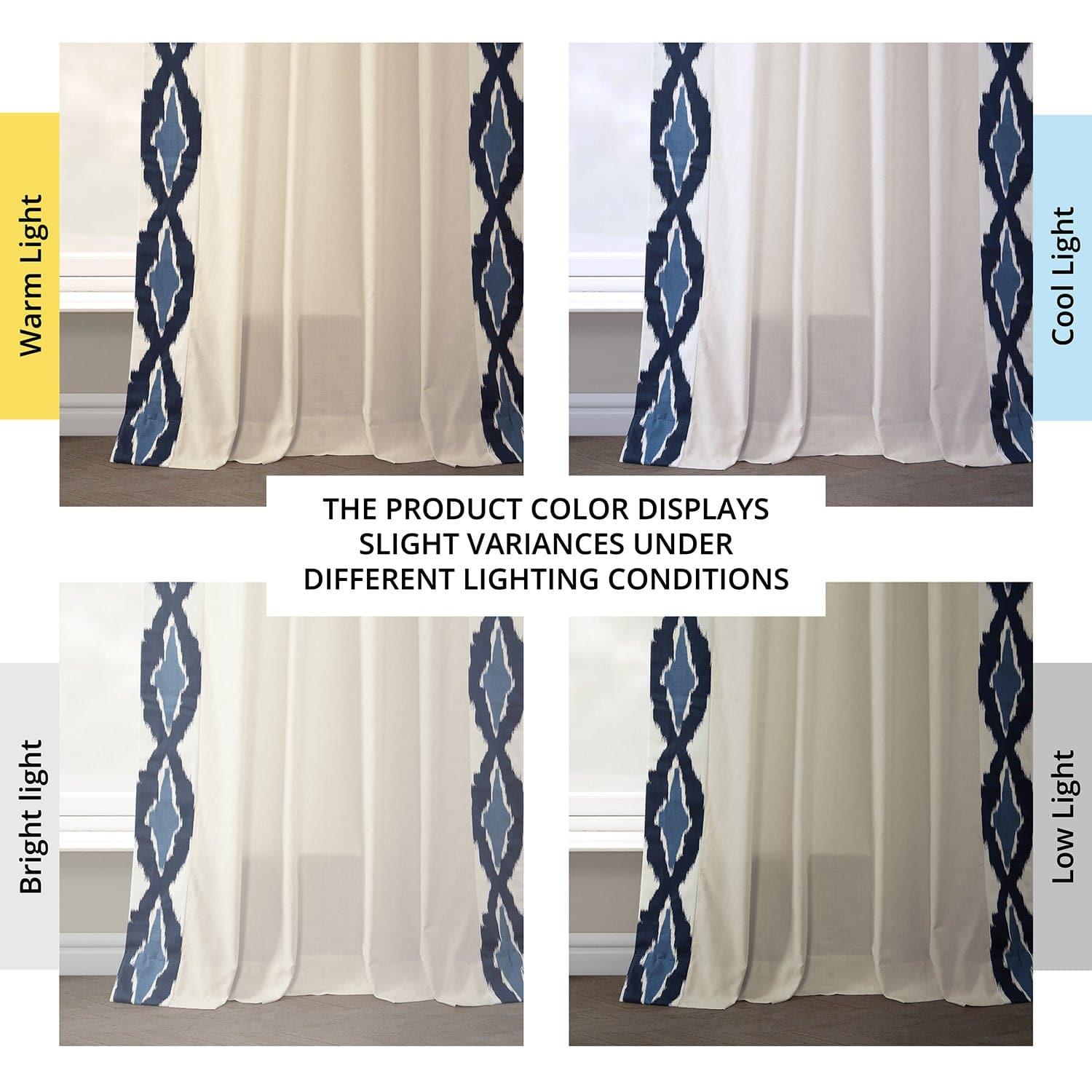 Sorong Royal Blue Bordered Cotton Curtain - HalfPriceDrapes.com