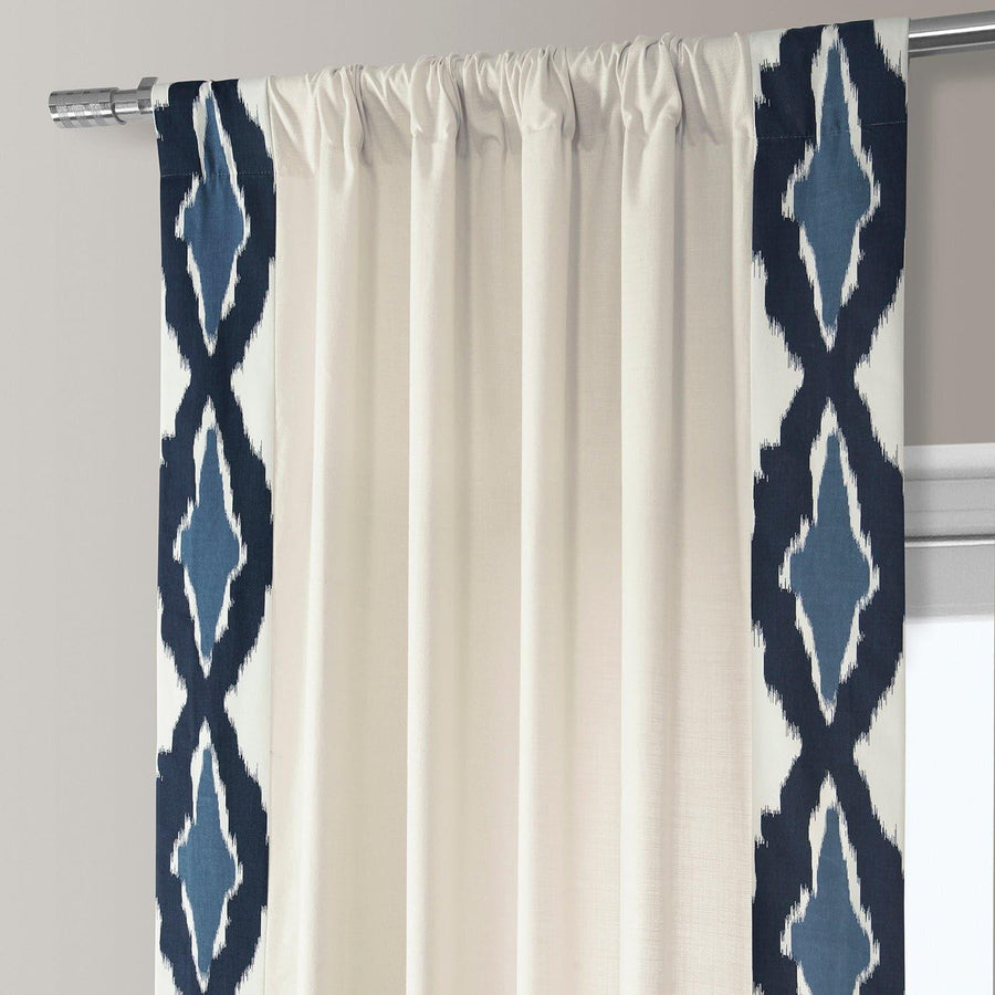 Sorong Royal Blue Bordered Cotton Curtain - HalfPriceDrapes.com