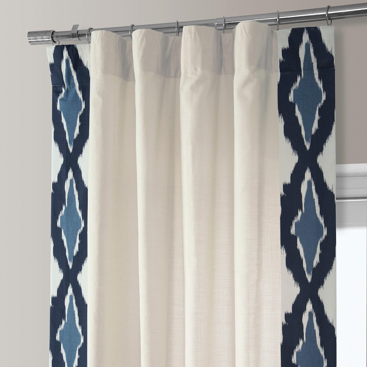 Sorong Royal Blue Bordered Cotton Curtain - HalfPriceDrapes.com