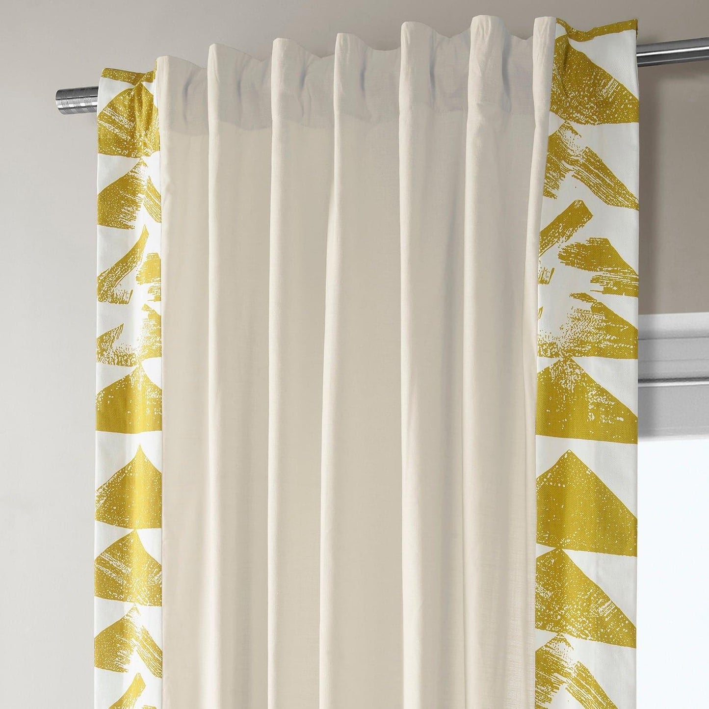 Triad Gold Bordered Cotton Curtain - HalfPriceDrapes.com