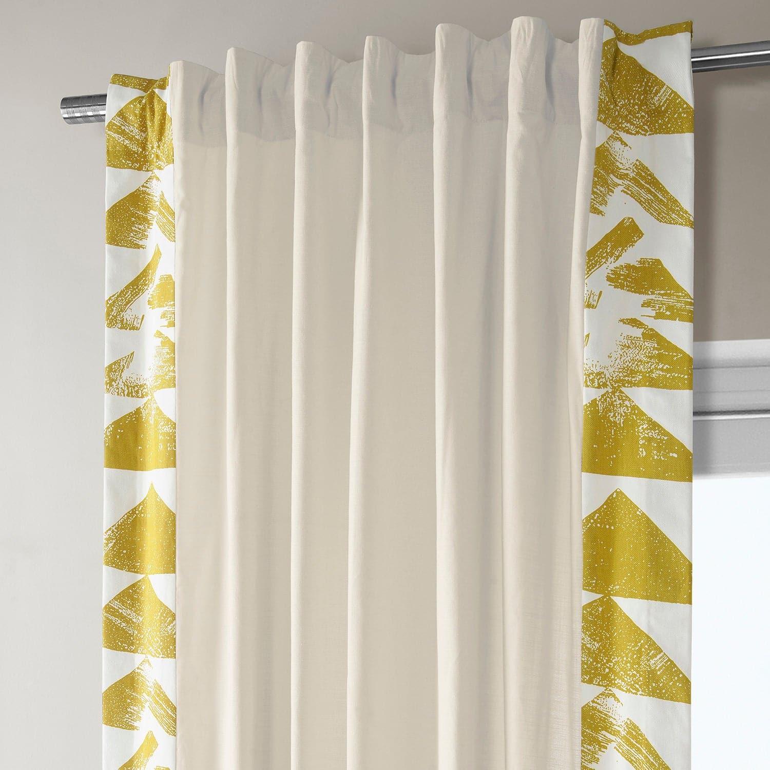 Triad Gold Bordered Cotton Curtain - HalfPriceDrapes.com