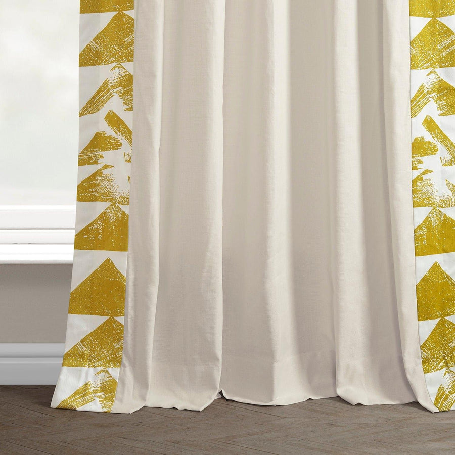 Triad Gold Bordered Cotton Curtain - HalfPriceDrapes.com