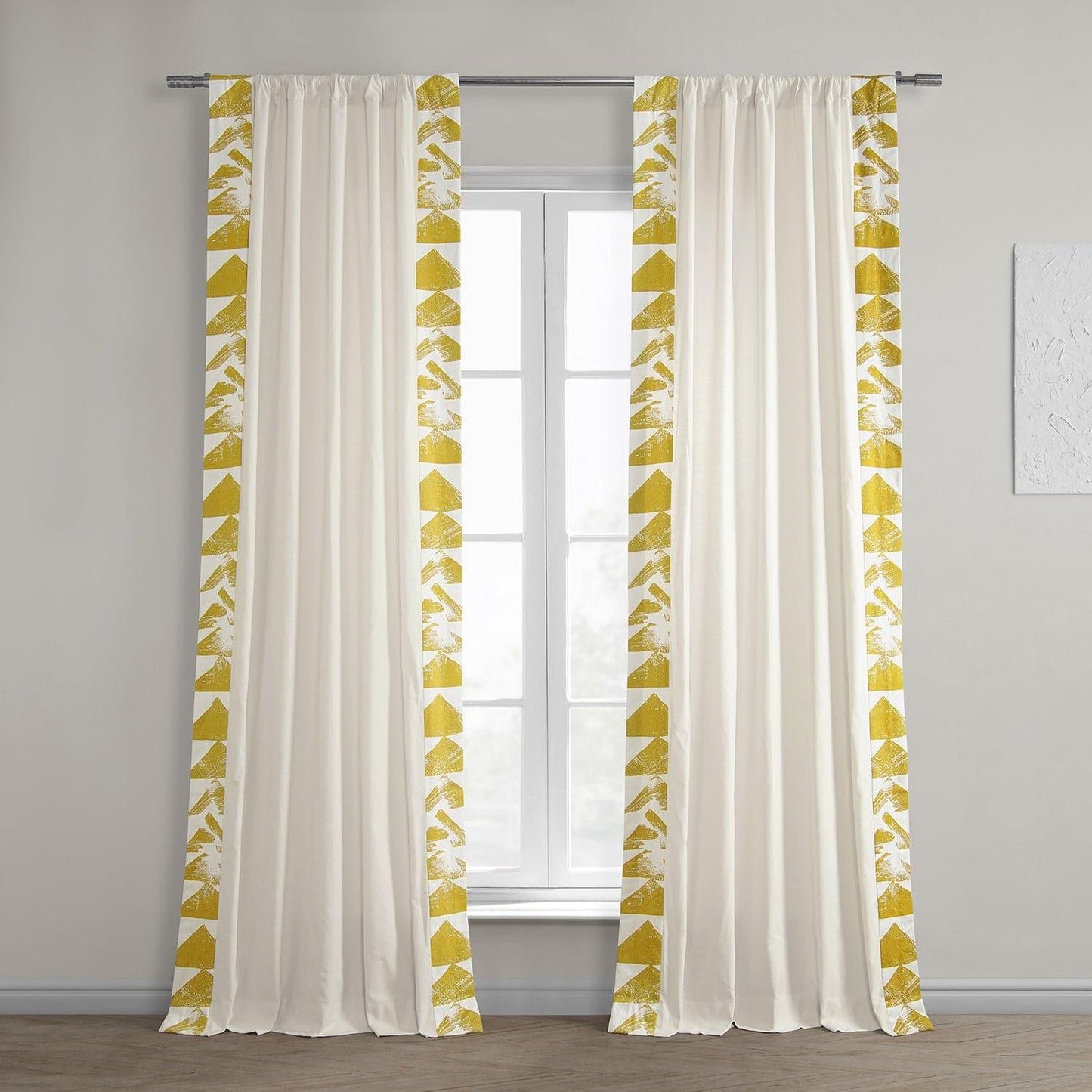 Triad Gold Bordered Cotton Curtain - HalfPriceDrapes.com