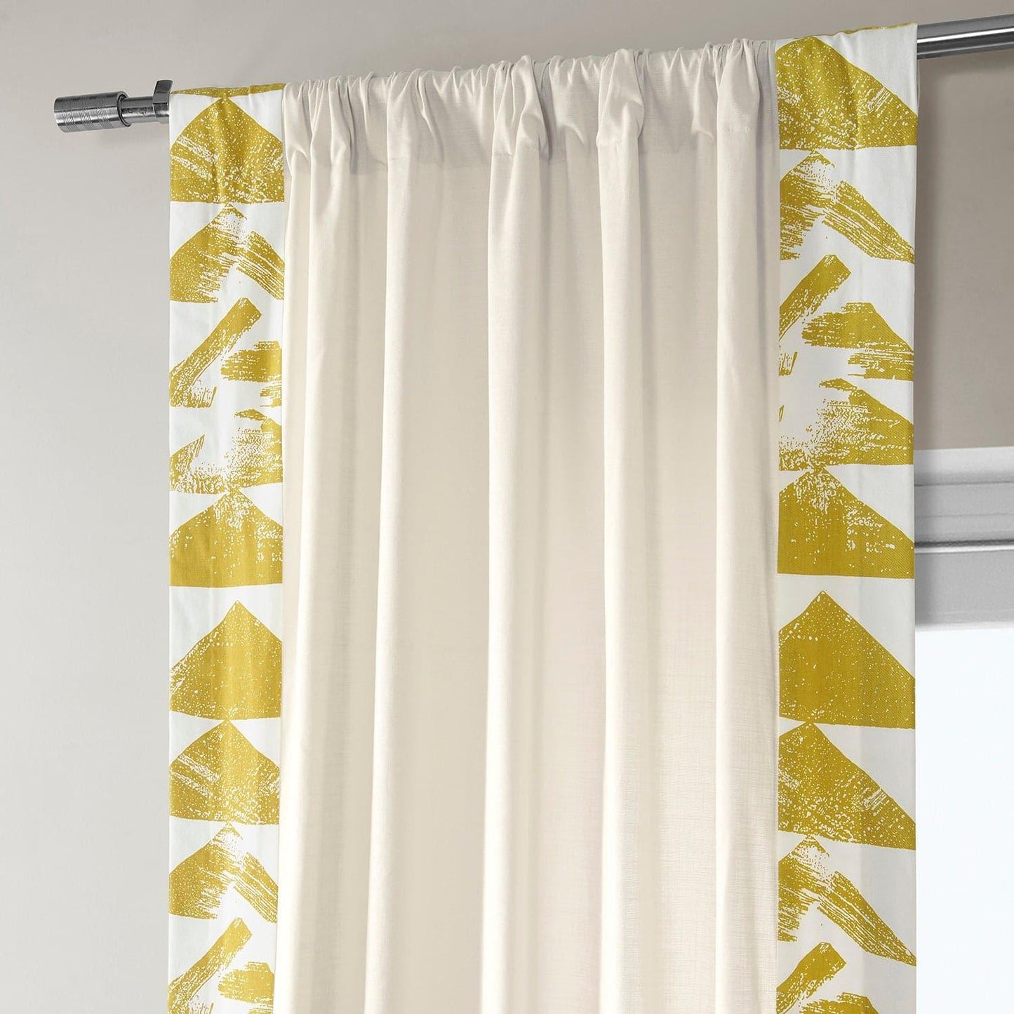 Triad Gold Bordered Cotton Curtain - HalfPriceDrapes.com