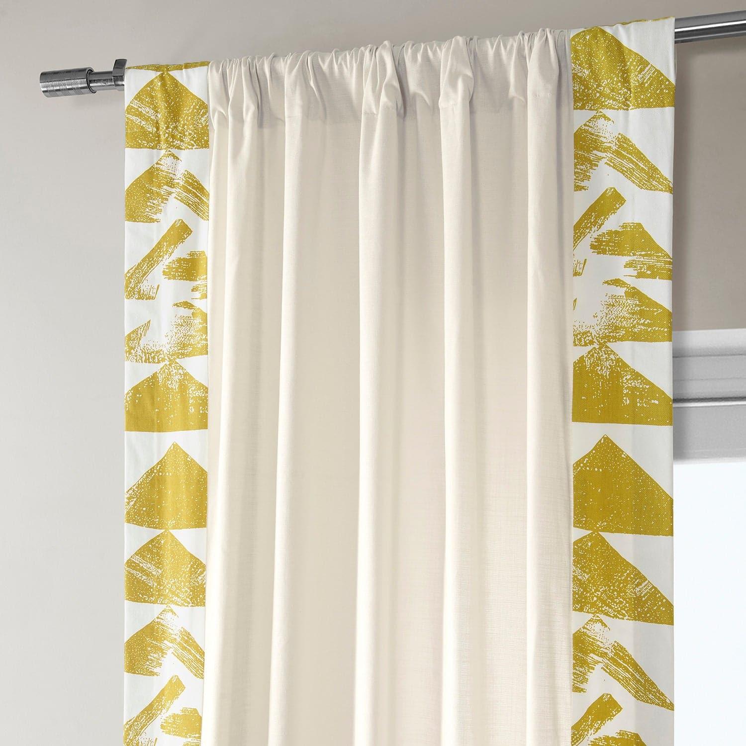 Triad Gold Bordered Cotton Curtain - HalfPriceDrapes.com