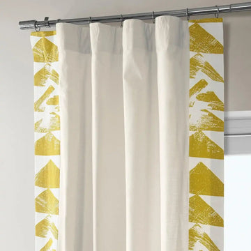 Triad Gold Bordered Cotton Curtain - HalfPriceDrapes.com