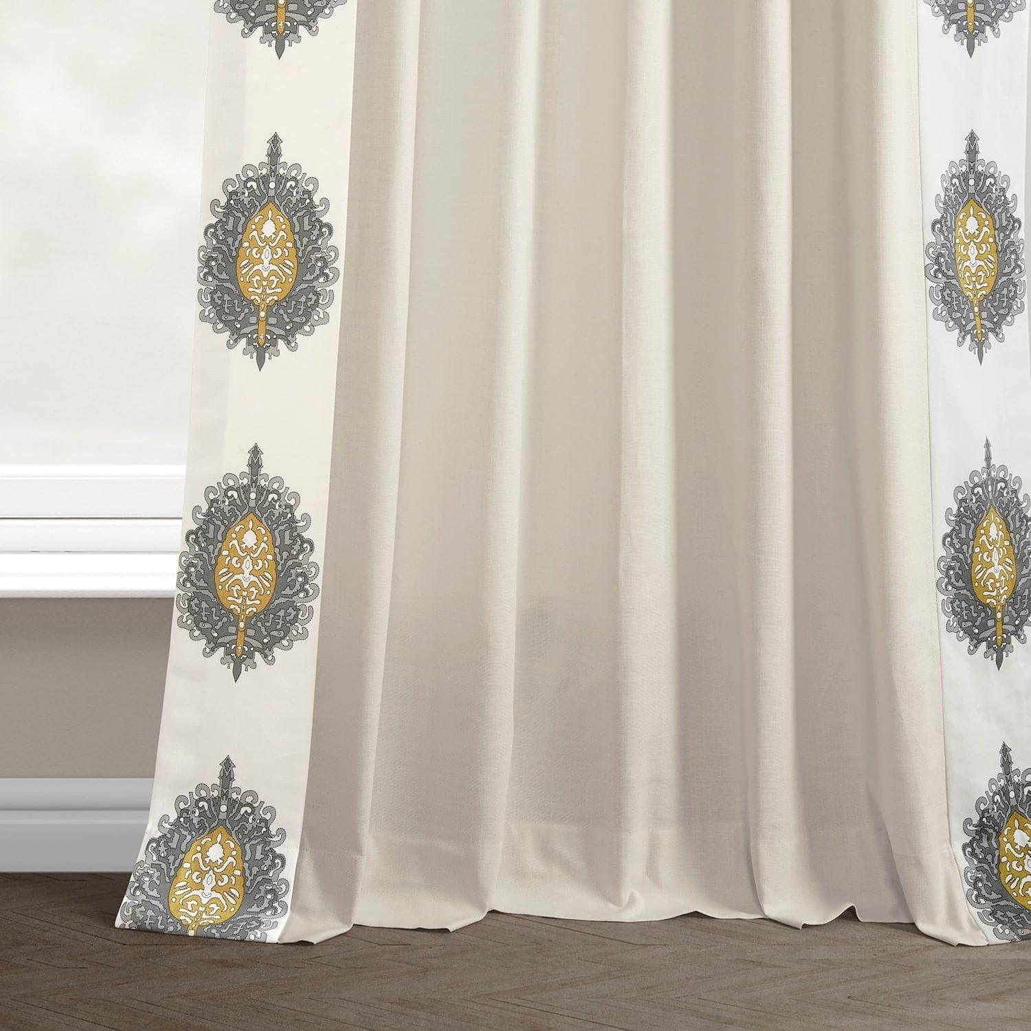 Mayan Gold Bordered Cotton Curtain - HalfPriceDrapes.com