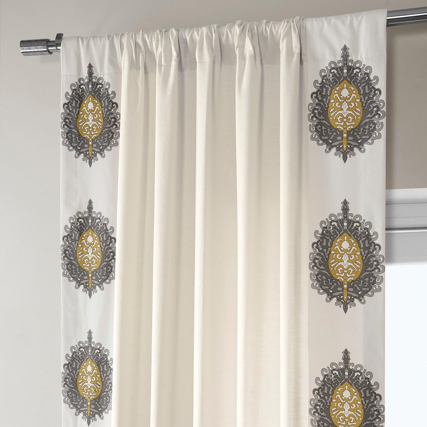Mayan Gold Bordered Cotton Curtain - HalfPriceDrapes.com