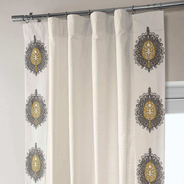 Mayan Gold Bordered Cotton Curtain - HalfPriceDrapes.com