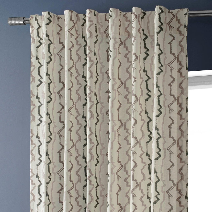 Bark Brown Textured Printed Cotton Room Darkening Curtain - HalfPriceDrapes.com