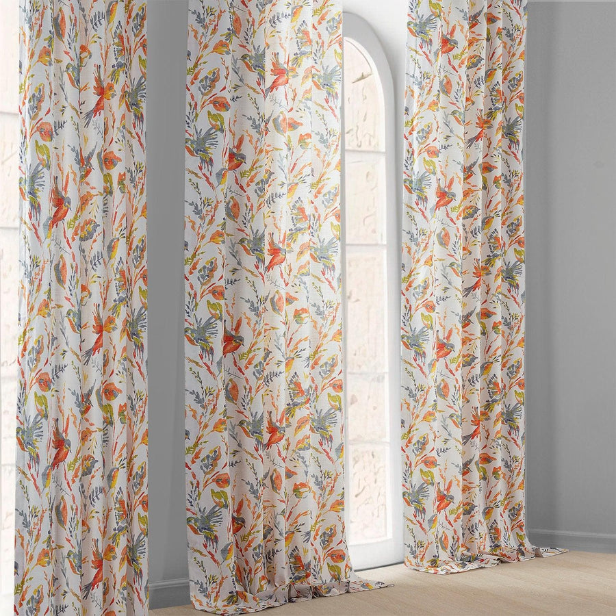 Nesting Multicolor Textured Printed Cotton Room Darkening Curtain - HalfPriceDrapes.com