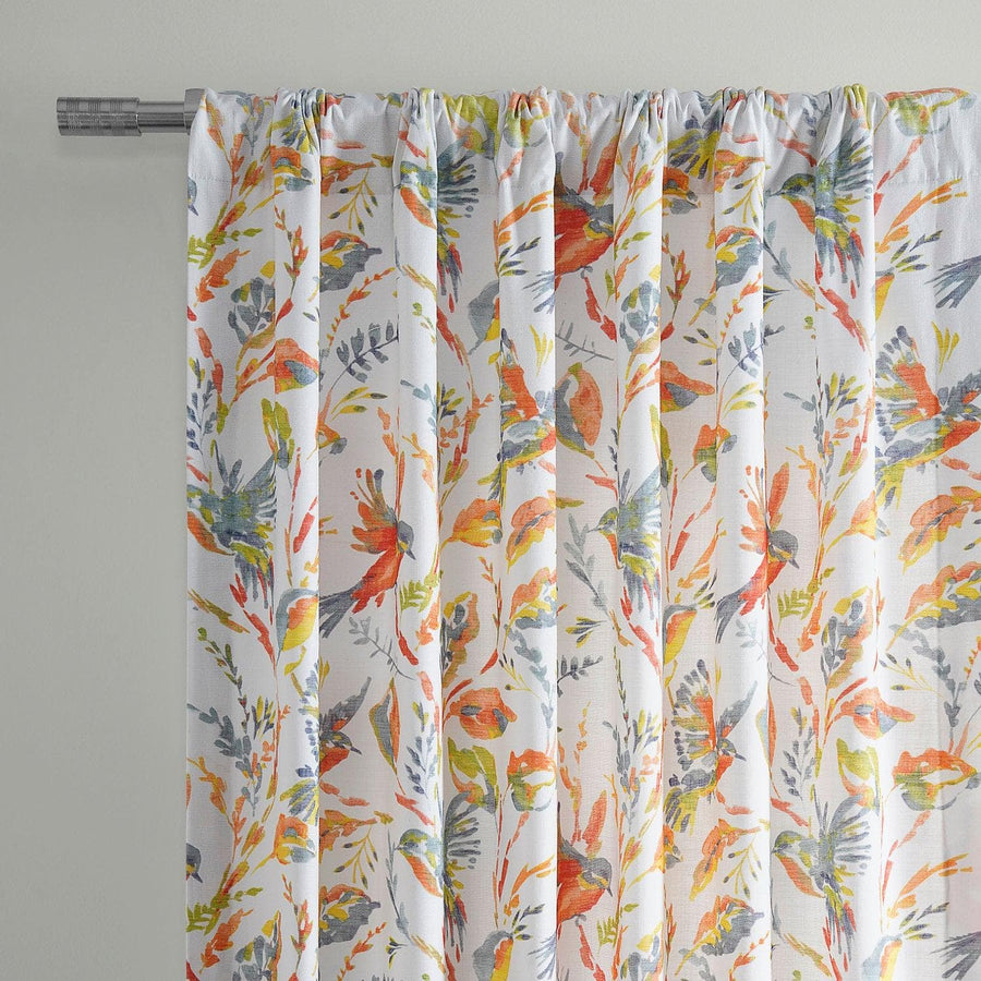 Nesting Multicolor Textured Printed Cotton Room Darkening Curtain - HalfPriceDrapes.com