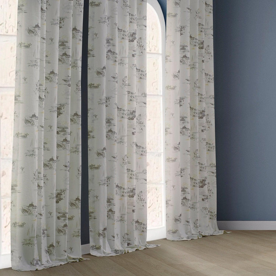 Patches Grey Textured Printed Cotton Room Darkening Curtain - HalfPriceDrapes.com