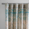 River Teal Blue Textured Printed Cotton Room Darkening Curtain - HalfPriceDrapes.com