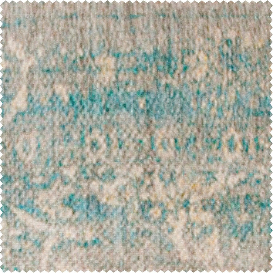 River Teal Blue Textured Printed Cotton Room Darkening Swatch - HalfPriceDrapes.com