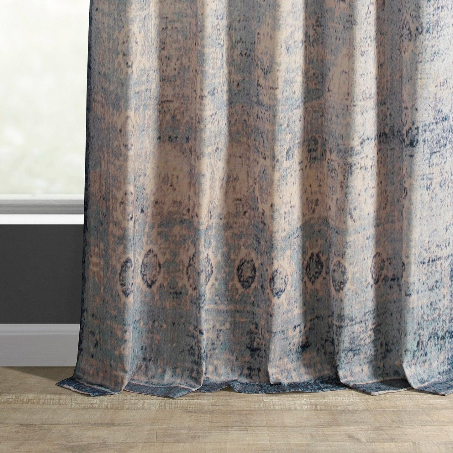 Beach Greige Textured Printed Cotton Light Filtering Curtain - HalfPriceDrapes.com