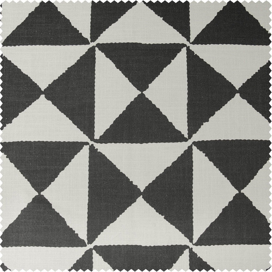 X Block Black Textured Printed Cotton Room Darkening Swatch - HalfPriceDrapes.com