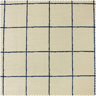Window Pane Blue Textured Printed Cotton Room Darkening Swatch - HalfPriceDrapes.com