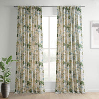 Grove Teal Blue Textured Printed Cotton Room Darkening Curtain - HalfPriceDrapes.com