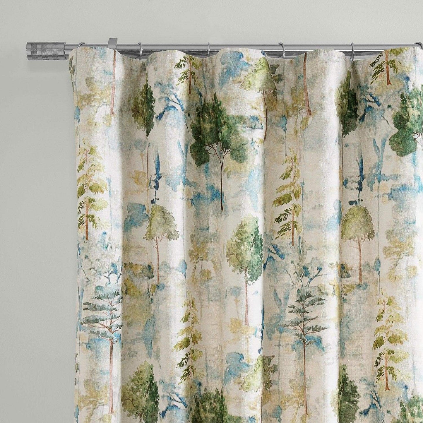 Grove Teal Blue Textured Printed Cotton Room Darkening Curtain - HalfPriceDrapes.com