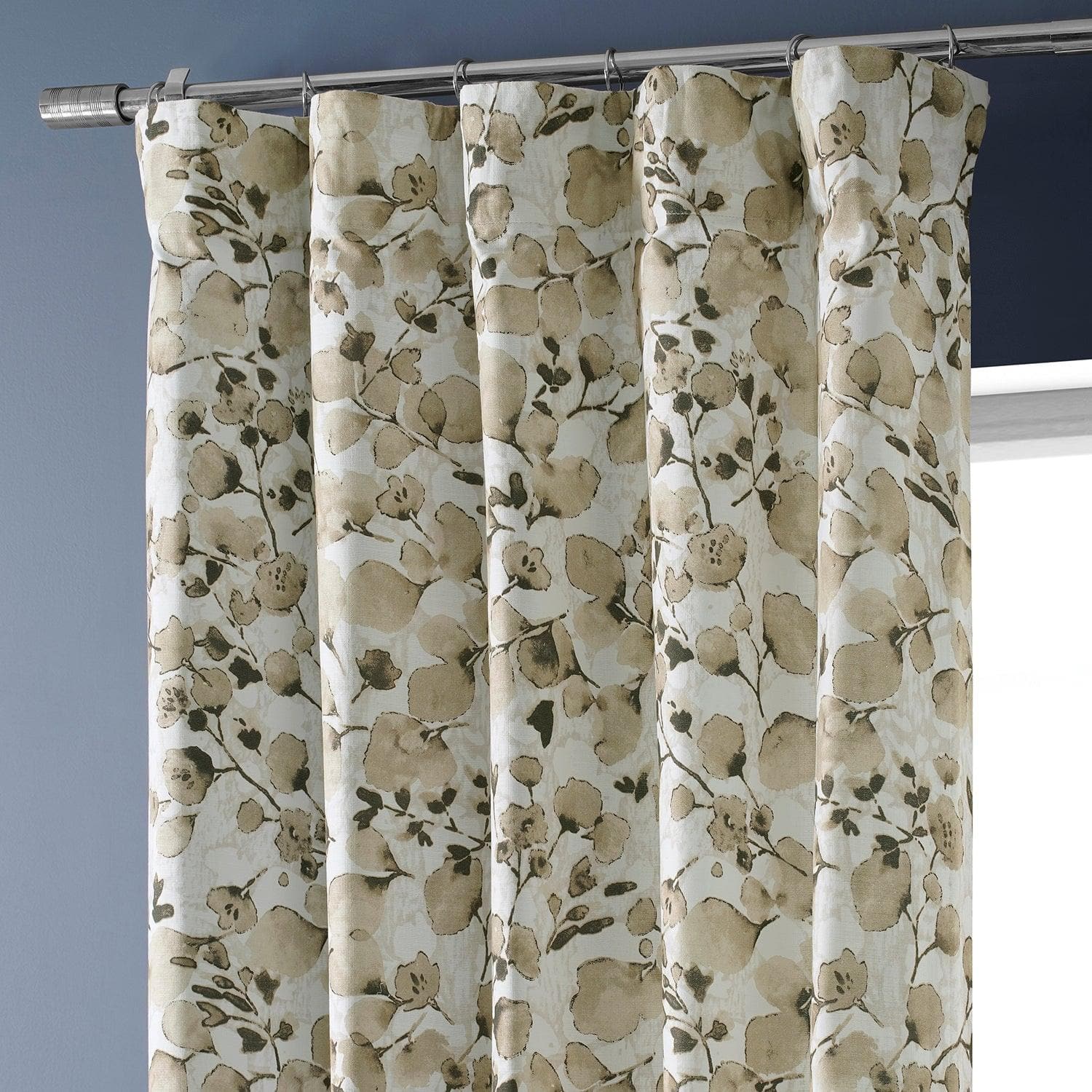 Foiliage Brown Textured Printed Cotton Room Darkening Curtain - HalfPriceDrapes.com